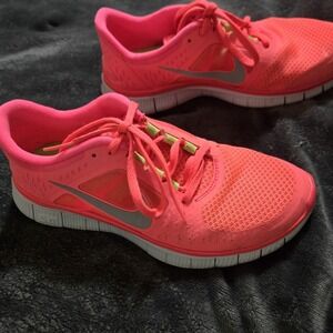 Nike Free Run 3 Women US 7.5 Pink Running Shoes Training "Hot Punch"